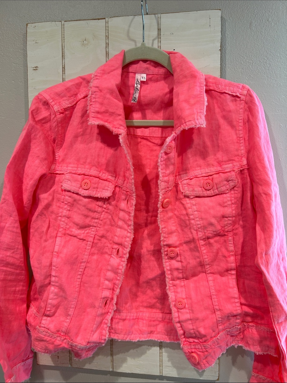 Lulu B Bright Pink Women's Linen Jacket